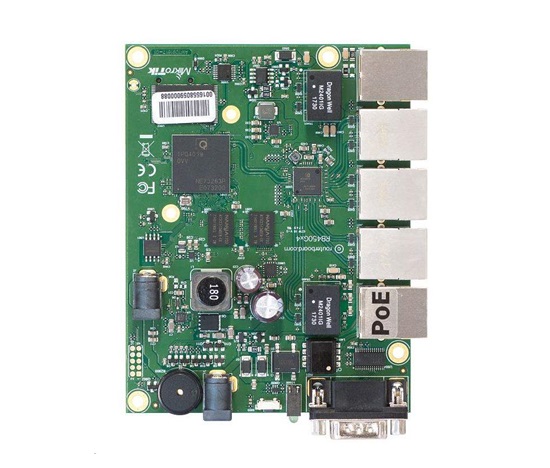 MikroTik RouterBOARD RB450Gx4, quad-core 716MHz ARM CPU, 1GB RAM, 5x LAN, vč. L5 licence