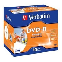 VERBATIM DVD-R (10-pack)Printable/16x/4.7GB/Jewel