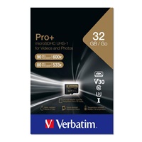 VERBATIM MicroSDHC karta 32GB PRO+ Class 10, UHS 1 (R:90/W:80 MB/s)