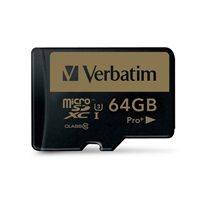 VERBATIM MicroSDXC karta 64GB PRO+ Class 10, UHS 1 (R:90/W:80 MB/s)