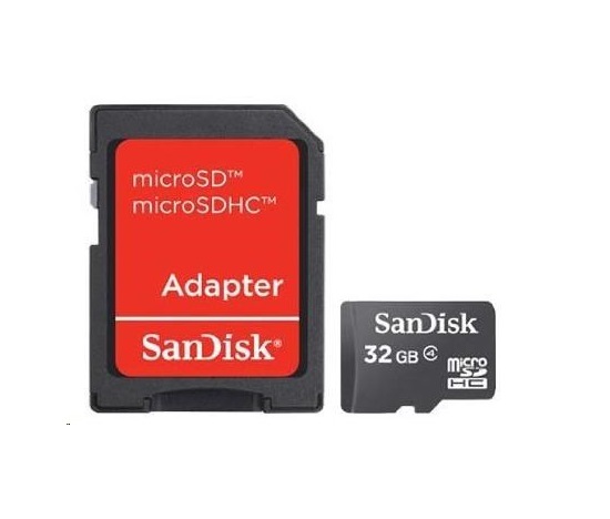 SanDisk MicroSDHC karta 32GB (Class 4) + adaptér