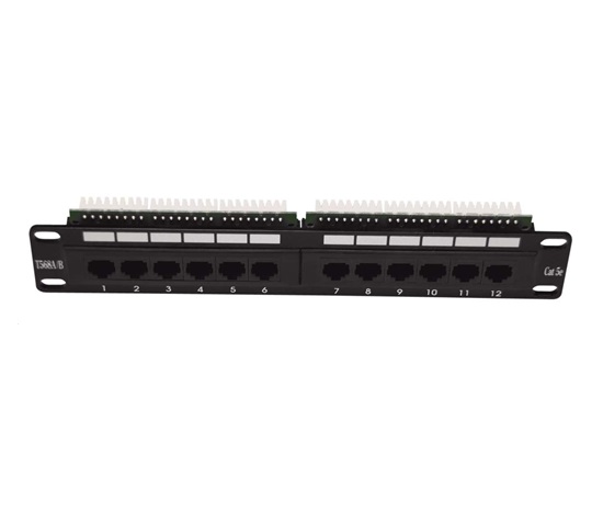 10" Patch panel LEXI-Net 12port, UTP, Cat5E, duální svorkovnice, černý