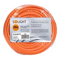 Solight prodlužovací přívod - spojka, 1 zásuvka, 20m, 3 x 1,5mm2, oranžová