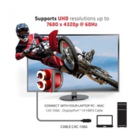 Club3D Kabel certifikovaný DisplayPort 1.4 HBR3, 8K60Hz (M/M), černé koncovky, 4m, 24 AWG