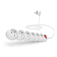 CONNECT IT prodlužovací kabel 230 V, 6 zásuvek, 2 m, s vypínačem (bílý)
