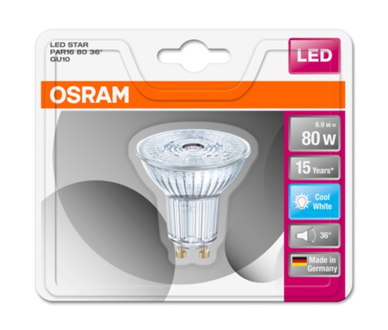 OSRAM LED STAR PAR16 36° 6,9W 840 GU10 575lm 4000K (CRI 80) 15000h A+ (Krabička 1ks)
