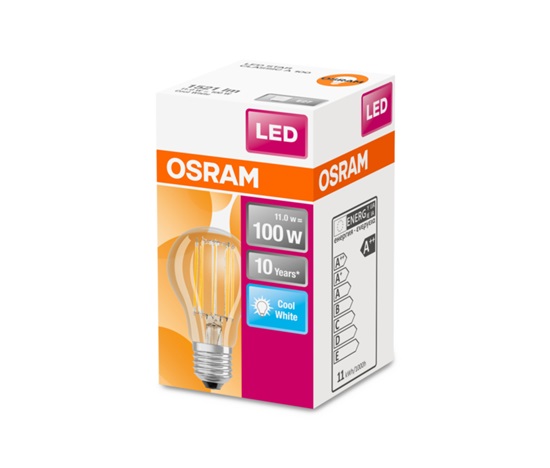 OSRAM LED Filament STAR ClasA  230V 11W 840 E27 noDIM A++ Sklo čiré 1521lm 4000K 10000h (krabička 1ks)
