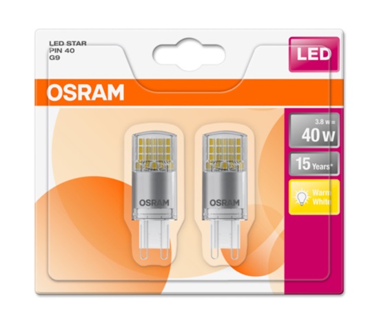 OSRAM LED STAR PIN CL 3,8W 827 G9 470lm 2700K (CRI 80) 15000h A++ (Blistr 2ks)