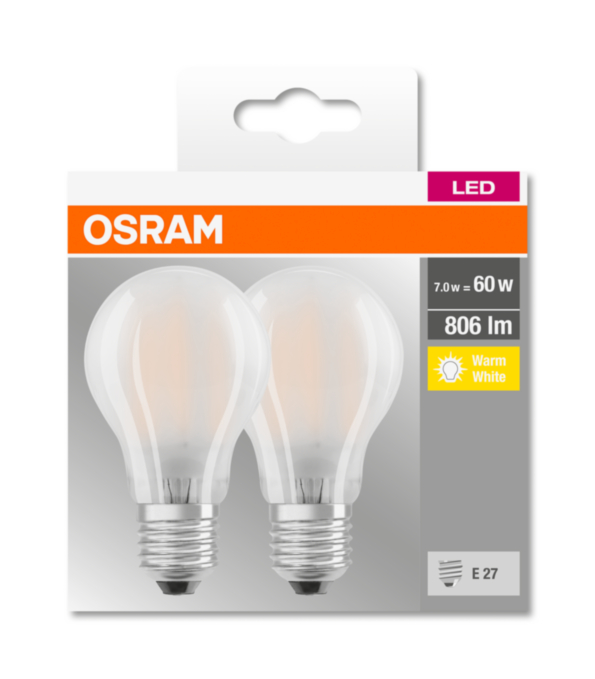 Ti sætte ild Instruere OSRAM LED BASE CL A GL Fros. 6,5W 827 E27 806lm 2700K (CRI 80) 10000h A++  (Krabička 2ks) | eD system a.s.