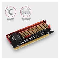 AXAGON PCEM2-S, PCIe x16 - M.2 NVMe M-key slot adaptér, kovový kryt pro pasivní chlazení