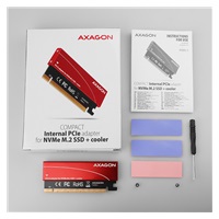 AXAGON PCEM2-S, PCIe x16 - M.2 NVMe M-key slot adaptér, kovový kryt pro pasivní chlazení