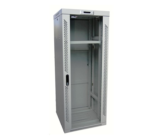 LEXI-Net 19" stojanový rozvaděč 42U 600x800 rozebiratelný, ventilační jednotka, termostat, kolečka, 600kg, sklo, šedý