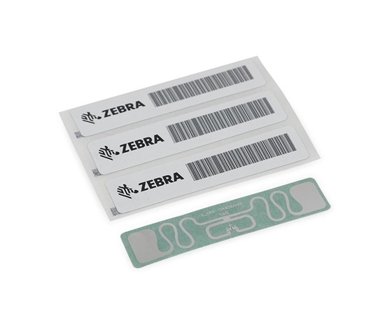 Zebra RFID Label, 110x13mm, Printable White PET, 3" core, 869MHz, 1000/roll (Silverline Slim)