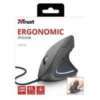 TRUST Myš Verto ergonomic mouse USB, black (černá)