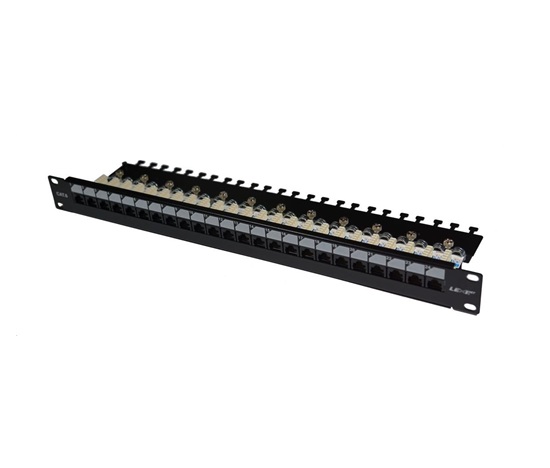 19" Patch panel LEXI-Net EXCLUSIVE 24port, UTP, 50µm, Cat6, duální svorkovnice, černý