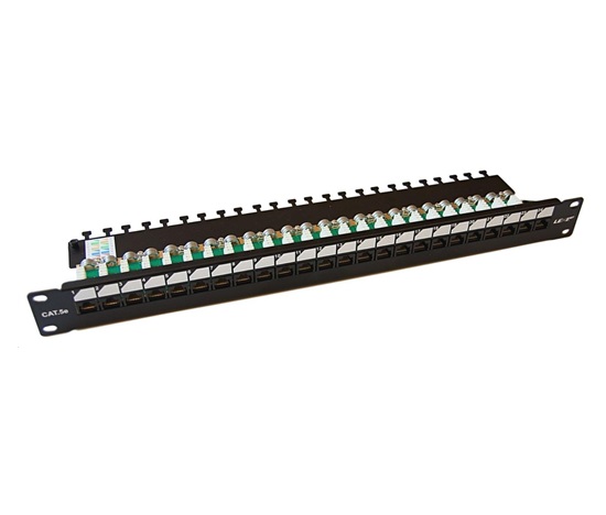 19" Patch panel LEXI-Net EXCLUSIVE 24port, UTP, 50µm, Cat5E, duální svorkovnice, černý