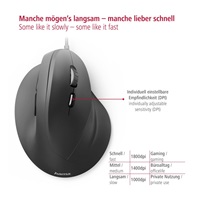 Hama vertikální ergonomická kabelová myš EMC-500, 6 tlačítek, černá