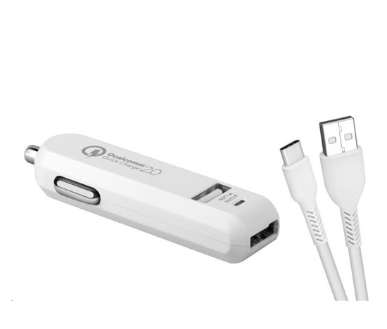 AVACOM CarMAX 2 nabíječka do auta 2x Qualcomm Quick Charge 2.0, bílá barva (USB-C kabel)