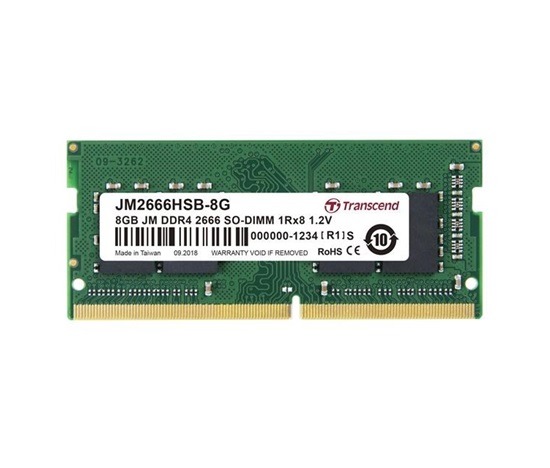 TRANSCEND SODIMM DDR4 8GB 2666MHz 1Rx8 1Gx8 CL19 1.2V