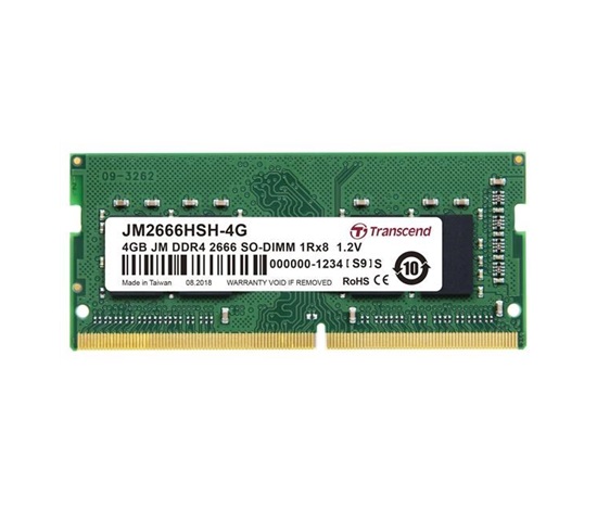 TRANSCEND SODIMM DDR4 4GB 2666MHz 1Rx8 512Mx8 CL19 1.2V