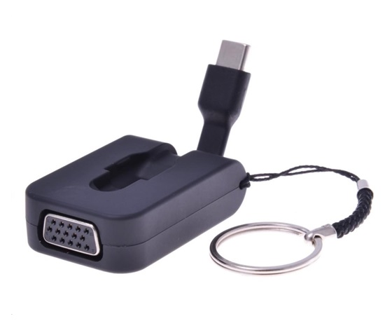 PREMIUMCORD Adaptér USB 3.1 Typ-C male na VGA female,zasunovací kabel a kroužek na klíče