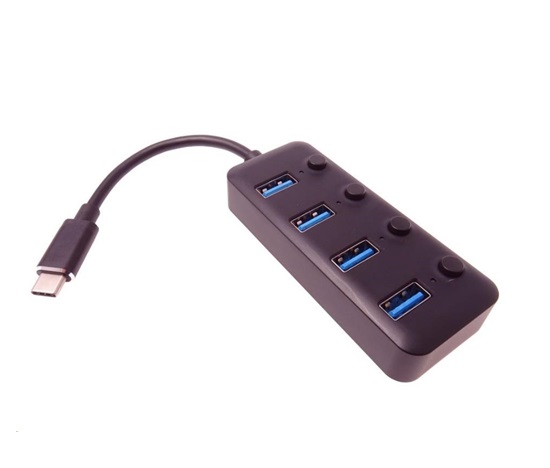 PREMIUMCORD 5G SuperSpeed USB Hub Type C na 4x USB 3.1 A Gen1, vypínače portů