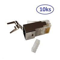 Konektor STP RJ45 (8p8c), Cat6A, 50µm, skládaný, drát - 10 ks