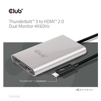Club3D Adaptér Thunderbolt 3 na 2x HDMI 2.0 4K60Hz UHD