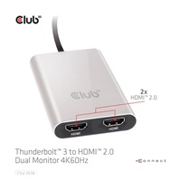 Club3D Adaptér Thunderbolt 3 na 2x HDMI 2.0 4K60Hz UHD