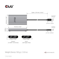 Club3D Adaptér Thunderbolt 3 na 2x HDMI 2.0 4K60Hz UHD