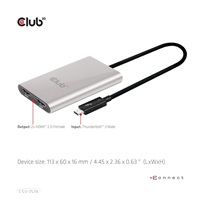 Club3D Adaptér Thunderbolt 3 na 2x HDMI 2.0 4K60Hz UHD