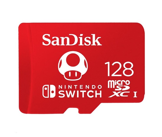 SanDisk MicroSDXC karta 128GB for Nintendo Switch (R:100/W:90 MB/s, UHS-I, V30,U3, C10, A1) licensed Product,Super Mario
