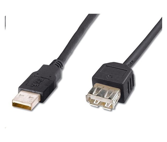 PremiumCord USB 2.0 kabel prodlužovací, A-A, 2m černá