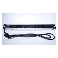 PremiumCord Panel napájecí do 19" racku 1U, 10xIEC (C13), 2m kabel