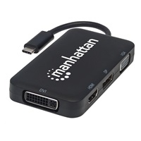 MANHATTAN Dokovací stanice USB-C 4v1, 1xDP, 1xHDMI, 1xVGA, 1xDVI