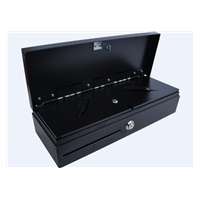 Virtuos pokladní zásuvka FT-460C Flip top, s víkem, 9-24V, černá - s kabelem