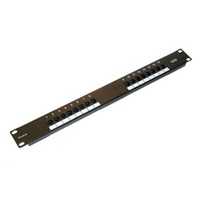19" Patch panel XtendLan 16port, UTP, Cat5E, 30µm, duální svorkovnice, černý