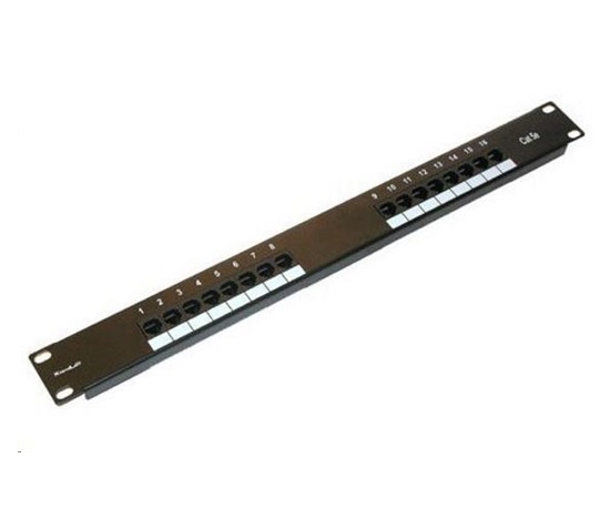 19" Patch panel XtendLan 16port, UTP, Cat5E, 30µm, duální svorkovnice, černý