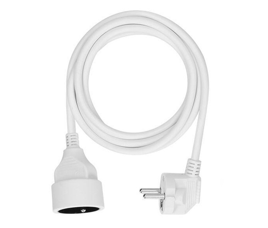 Solight prodlužovací přívod - spojka, 1 zásuvka, 2m, 3 x 1mm2, bílá