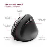 Hama vertikální ergonomická bezdrátová myš EMW-500, 6 tlačítek, černá
