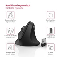 Hama vertikální ergonomická bezdrátová myš EMW-500, 6 tlačítek, černá