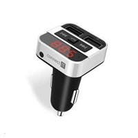 CONNECT IT InCarz Bezdrátový FM transmitter, 2xUSB+3.5mm AUX, stříbná