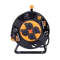 Solight prodlužovací přívod na bubnu, 4 zásuvky, venkovní, 25m gumový kabel, 3x 1,5mm2, IP44