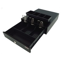 Virtuos pokladní zásuvka mikro EK-300C, 9V-24V, s kabelem 24V, pořadač 3/4, černá