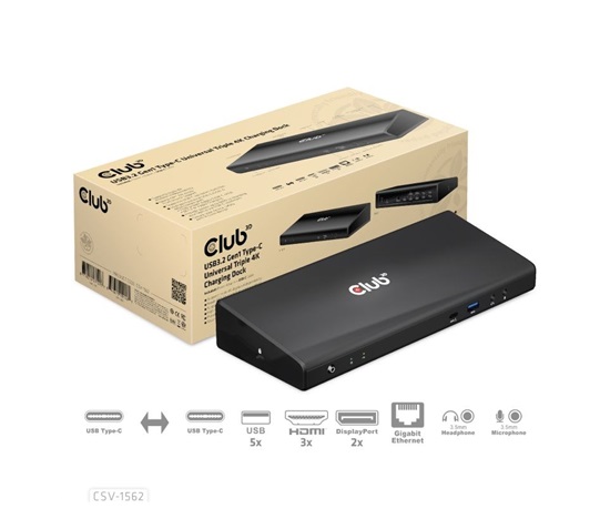 Club3D USB C 3.2 Gen1 Universal Triple 4K Charging Dock