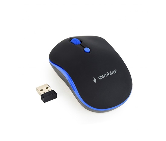 GEMBIRD myš MUSW-4B-03-B, černo-modrá, bezdrátová, USB nano receiver