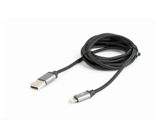 GEMBIRD Kabel USB 2.0 Lightning (IP5 a vyšší) nabíjecí a synchronizační kabel, opletený, 1,8m, černý, blister