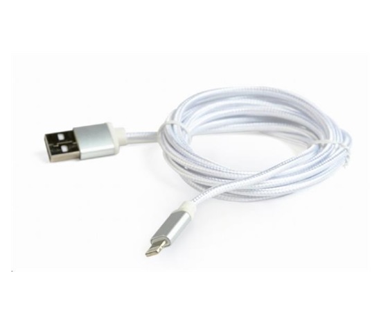 GEMBIRD Kabel USB 2.0 Lightning (IP5 a vyšší) nabíjecí a synchronizační kabel, opletený, 1,8m, stříbrný, blis