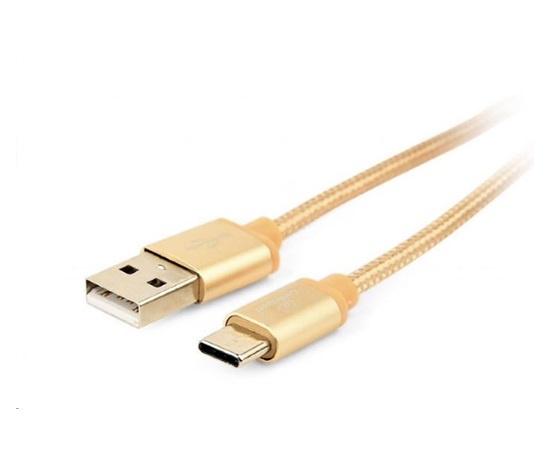 GEMBIRD Kabel USB na USB-C kabel (AM/CM), 1,8m, opletený, zlatý, blister