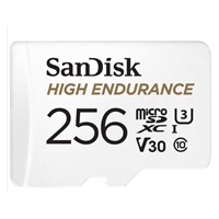 SanDisk MicroSDXC karta 256GB High Endurance (R:100/W:40 MB/s, Class 10, U3 V30) + adaptér